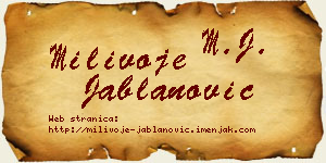 Milivoje Jablanović vizit kartica